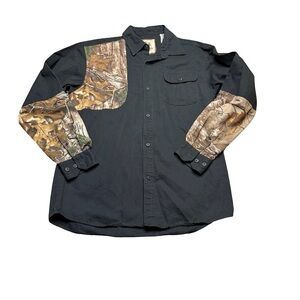 ✨ Tallwoods Camo Patch Button Down Shirt Large | Outdoorsman Workwear ✨